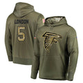 harde A.Falcons #5 Drake London Player Olive Salute to Service Pullover Hoodies Stitched Jerseys