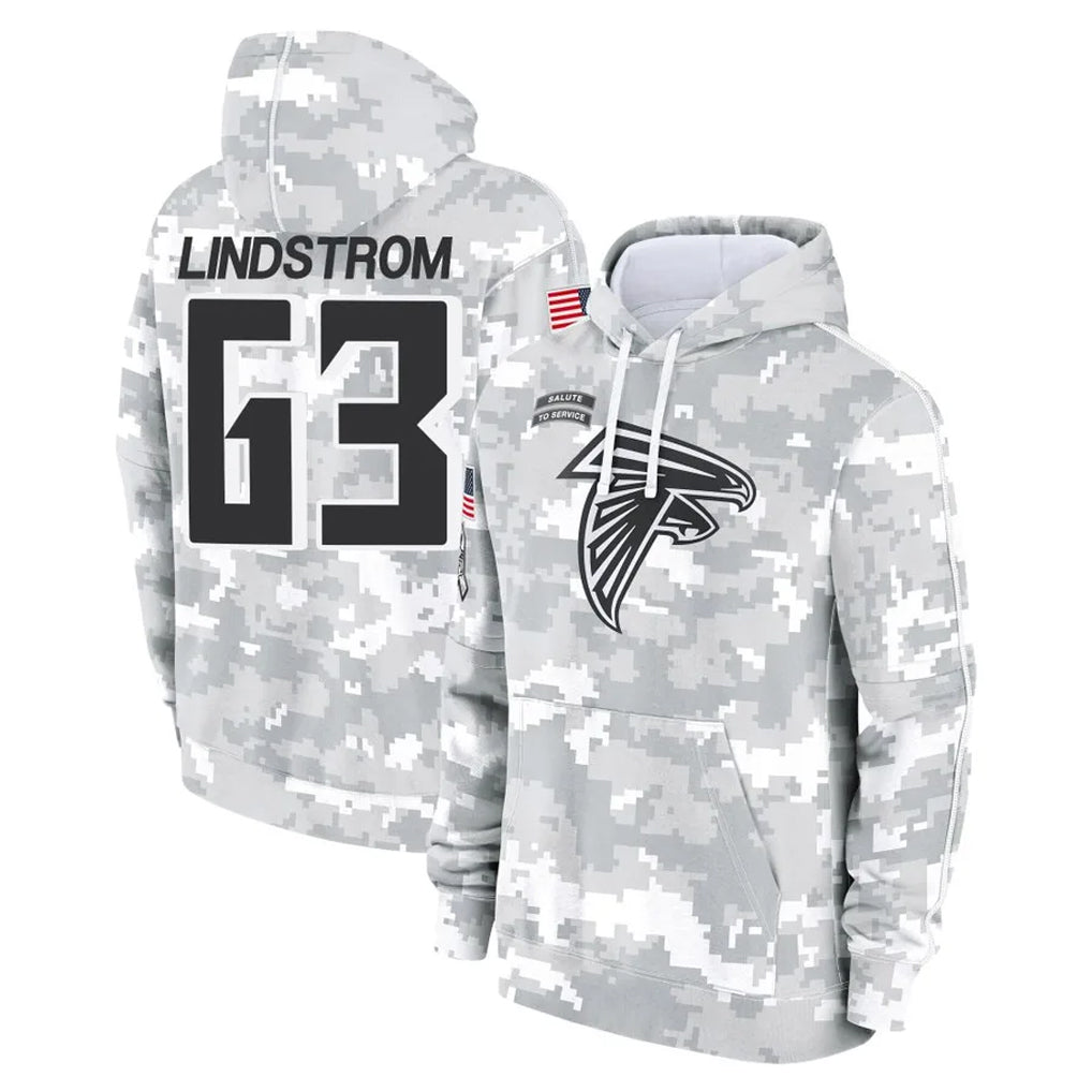 harde A.Falcons #63 Chris Lindstrom Player Arctic Camo Salute to Service Limited Hoodie Stitched Jerseys
