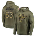harde A.Falcons #63 Chris Lindstrom Player Olive Salute to Service Club Fleece Hoodie Stitched Jerseys