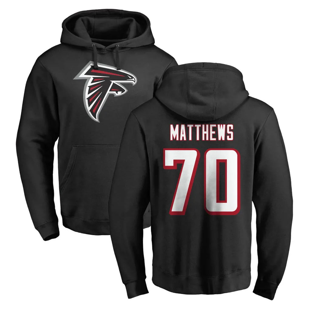 harde A.Falcons #70 Jake Matthews Player Black Salute to Service Hoodies Stitched Jerseys
