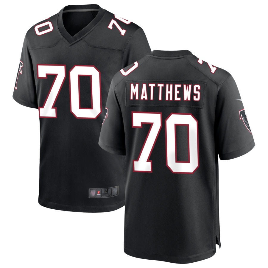 harde A.Falcons #70 Jake Matthews Player Black Throwback Game Stitched Jerseys