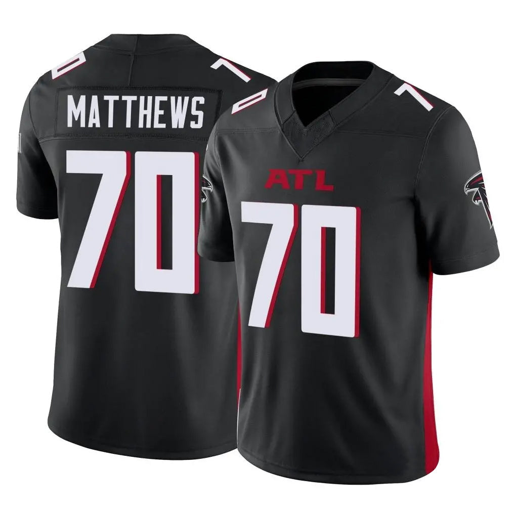 harde A.Falcons #70 Jake Matthews Player Black Vapor F.U.S.E. Limited Stitched Jerseys