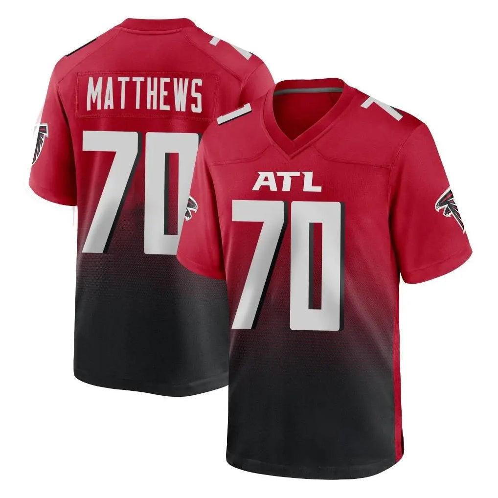 harde A.Falcons #70 Jake Matthews Player Red Home Game Stitched Jerseys