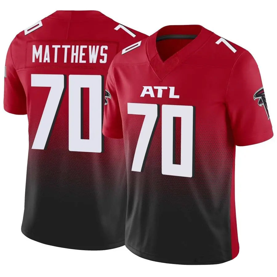 harde A.Falcons #70 Jake Matthews Player Red Vapor F.U.S.E. Limited Stitched Jerseys