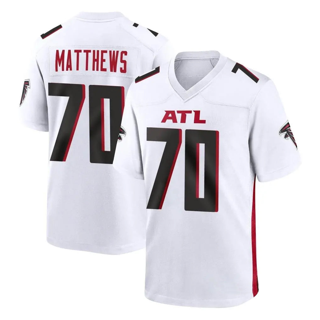 harde A.Falcons #70 Jake Matthews Player White Home Game Stitched Jerseys