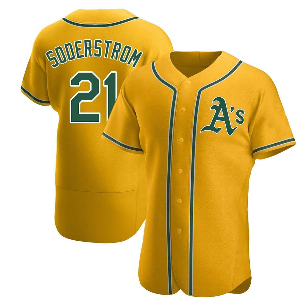 harde Athletics #21 Tyler Soderstrom Player Gold Authentic Alternate Stitched Jersey