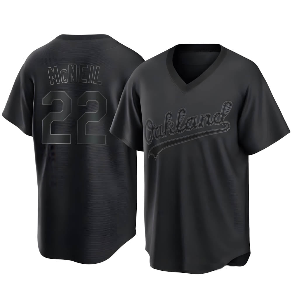 harde Athletics #22 Jeff McNeil player Black Replica Pitch Fashion Stitched Jersey