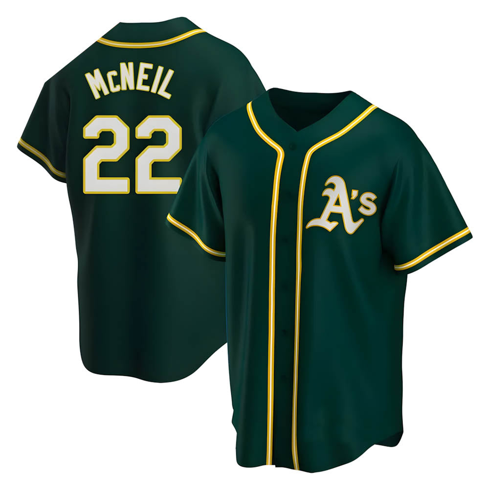 harde Athletics #22 Jeff McNeil player Green Replica Alternate Stitched Jersey