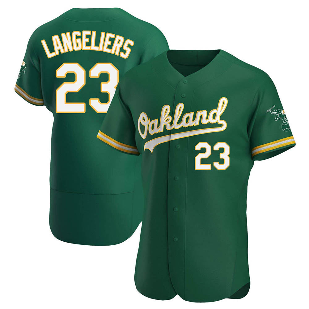 harde Athletics #23 Shea Langeliers Player Green Authentic Kelly Alternate Stitched Jerseys