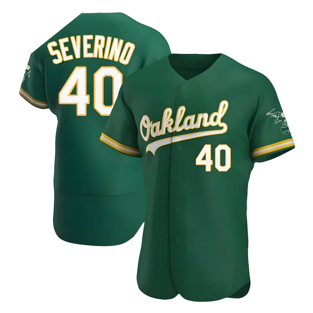 harde Athletics #40 Luis Severino player Green Authentic Kelly Alternate Stitched Jersey