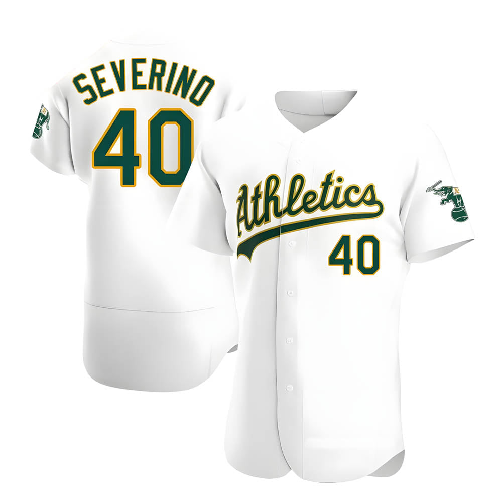 harde Athletics #40 Luis Severino player White Authentic Home Stitched Jersey