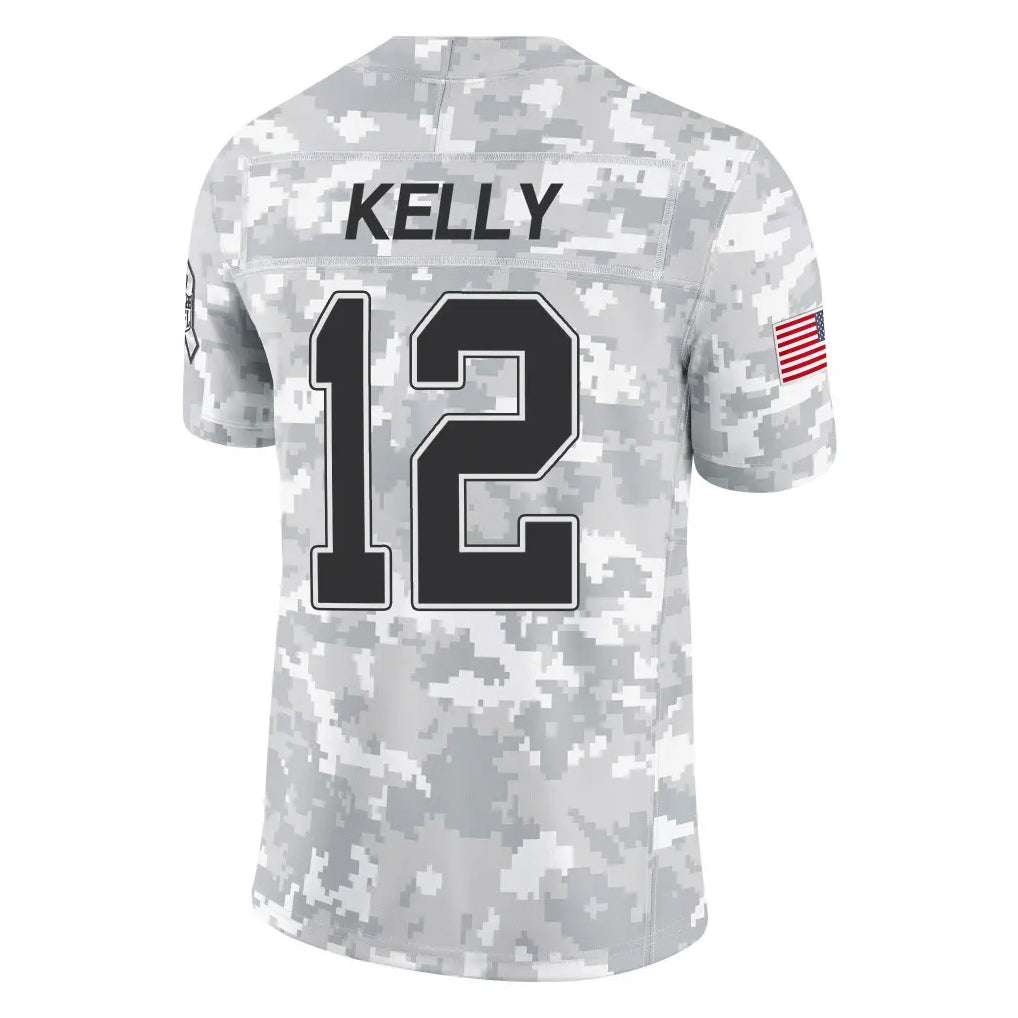 harde B.Bills #12 Jim Kelly Player Arctic Camo Salute to Service Limited Stitched Jerseys