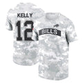 harde B.Bills #12 Jim Kelly Player Arctic Camo Salute to Service T-Shirt Hoodies Stitched Jerseys