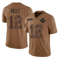 harde B.Bills #12 Jim Kelly Player Brown Salute To Service Limited Stitched Jerseys
