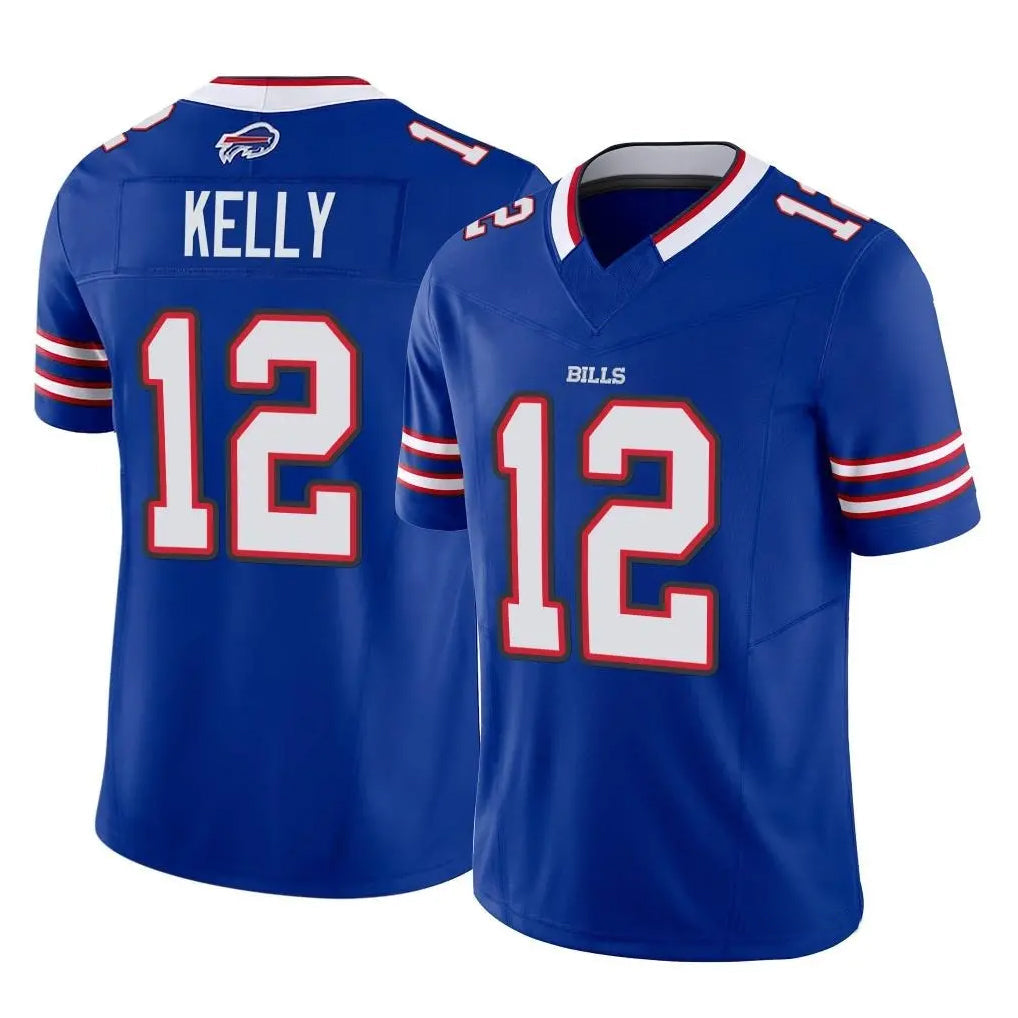 harde B.Bills #12 Jim Kelly Player Royal Vapor F.U.S.E. Limited Home Game Stitched Jerseys