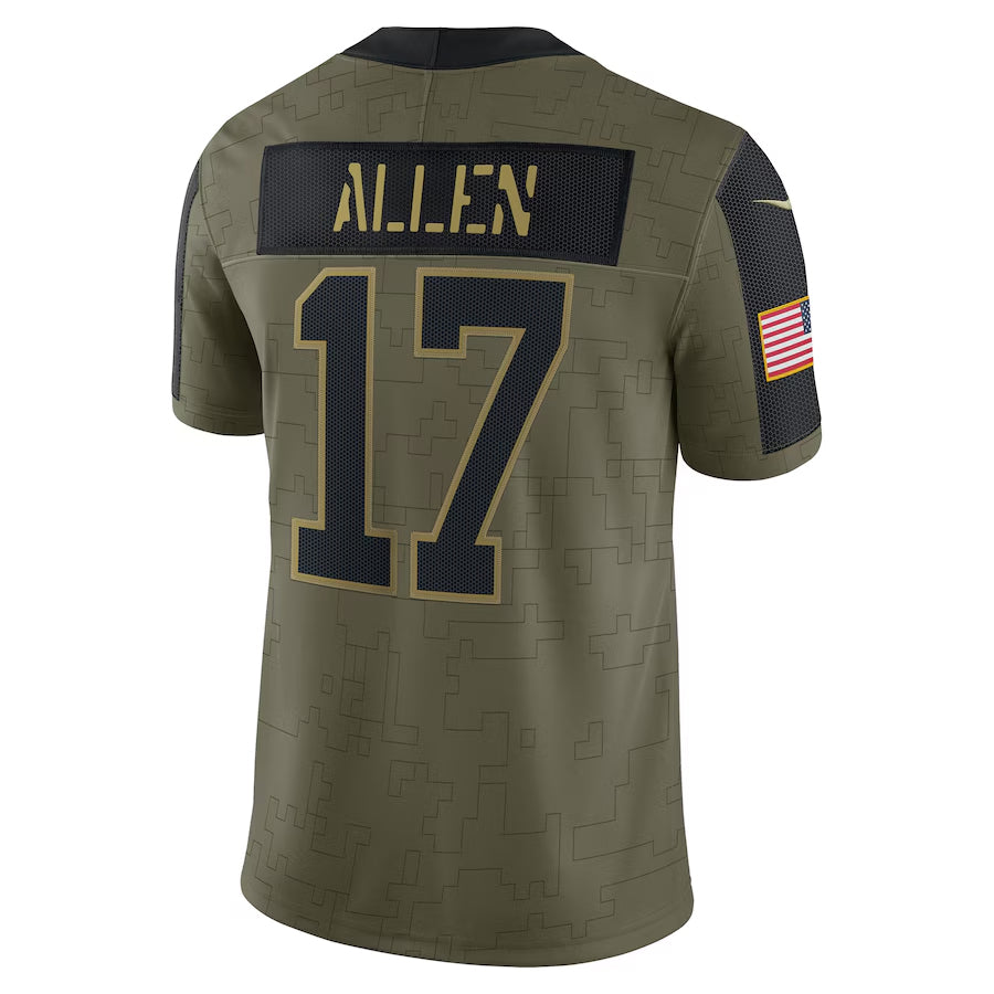 harde B.Bills #17 Josh Allen Player Salute To Service Olive  Stitched Jerseys