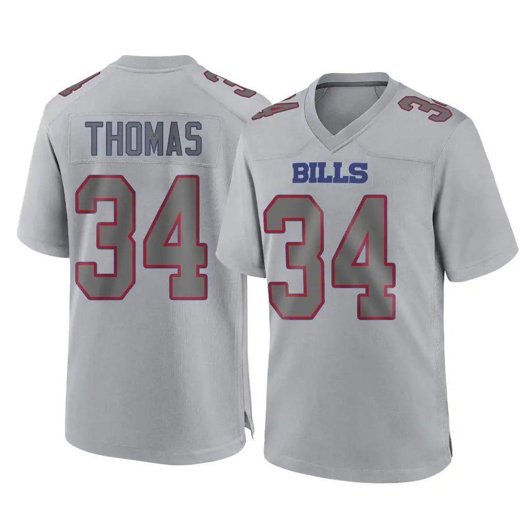 harde B.Bills #34 Thurman Thomas Player Gray Fashion Home Game Stitched Jerseys