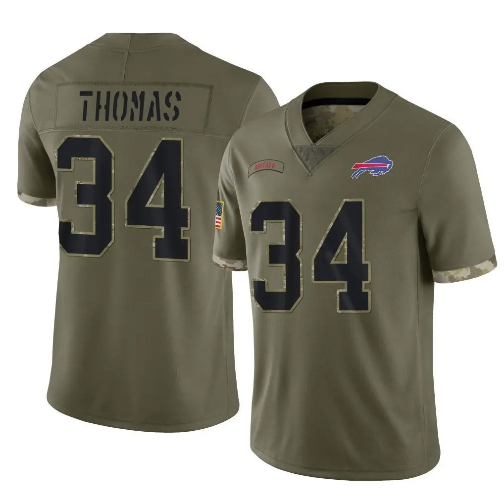 harde B.Bills #34 Thurman Thomas Player Olive Salute To Service Game Stitched Jerseys
