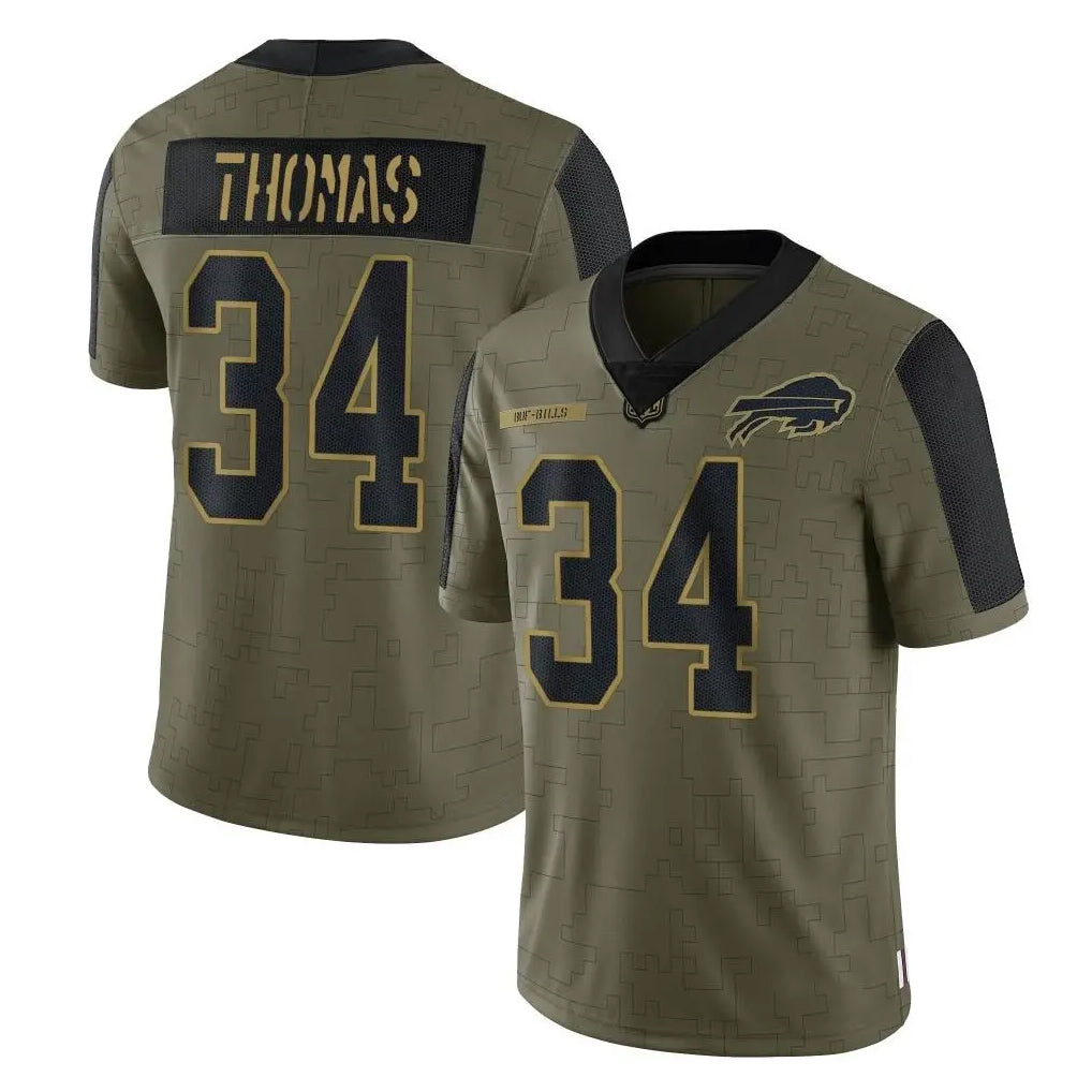 harde B.Bills #34 Thurman Thomas Player Olive Salute To Service Limited Stitched Jerseys