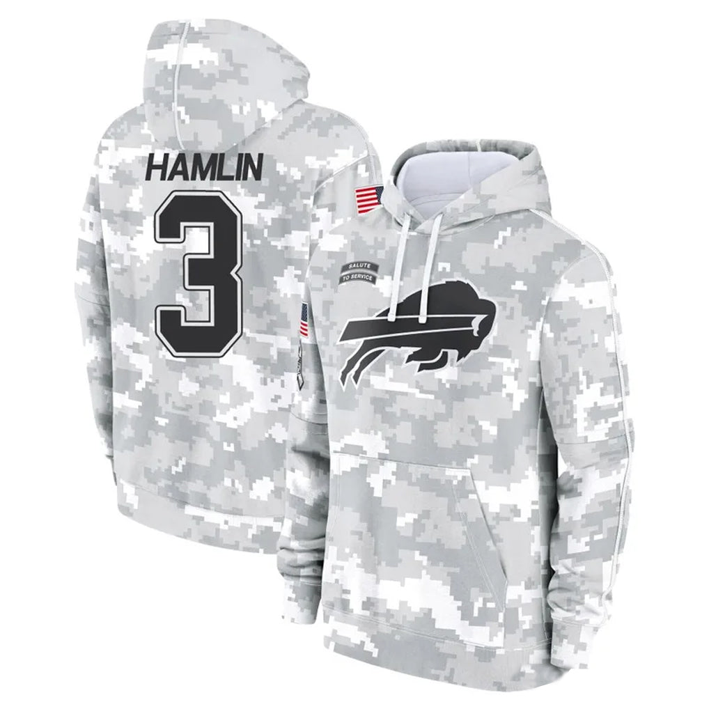 harde B.Bills #3 Damar Hamlin Player Arctic Camo Salute to Service Hoodies Game Stitched Jerseys