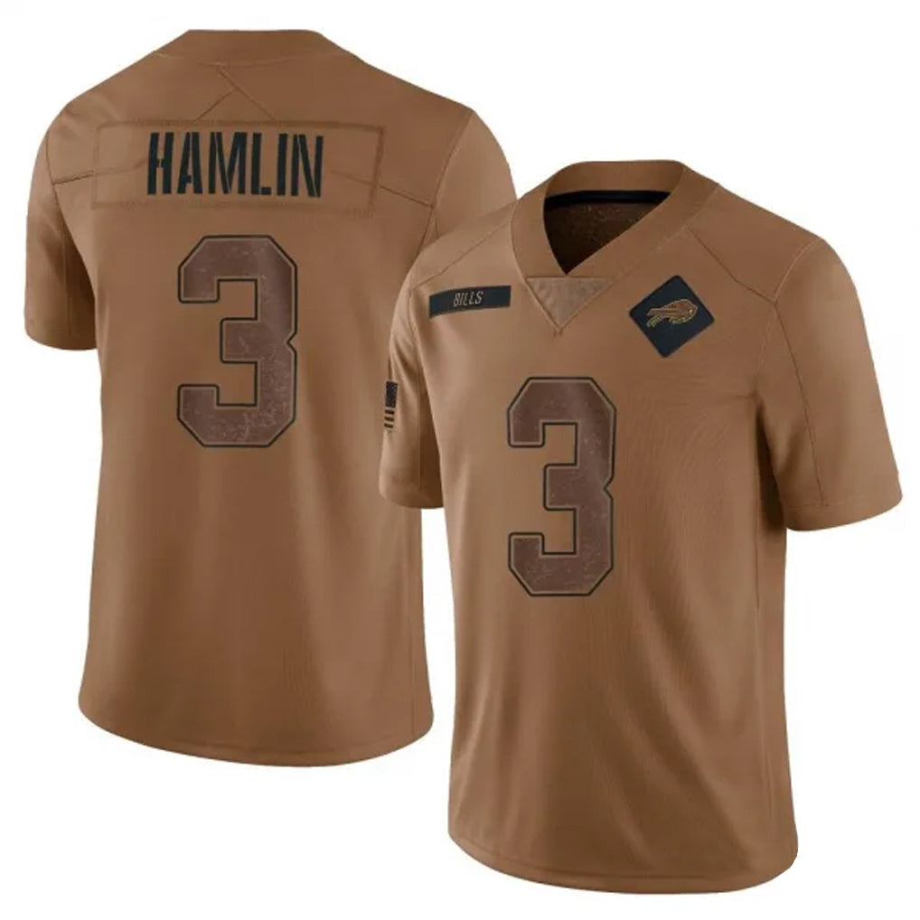 harde B.Bills #3 Damar Hamlin Player Brown Salute To Service Limited Stitched Jerseys