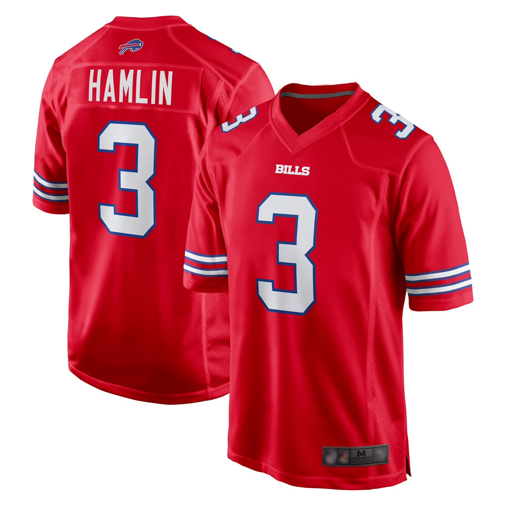 harde B.Bills #3 Damar Hamlin Player Red Home Game Stitched Jerseys