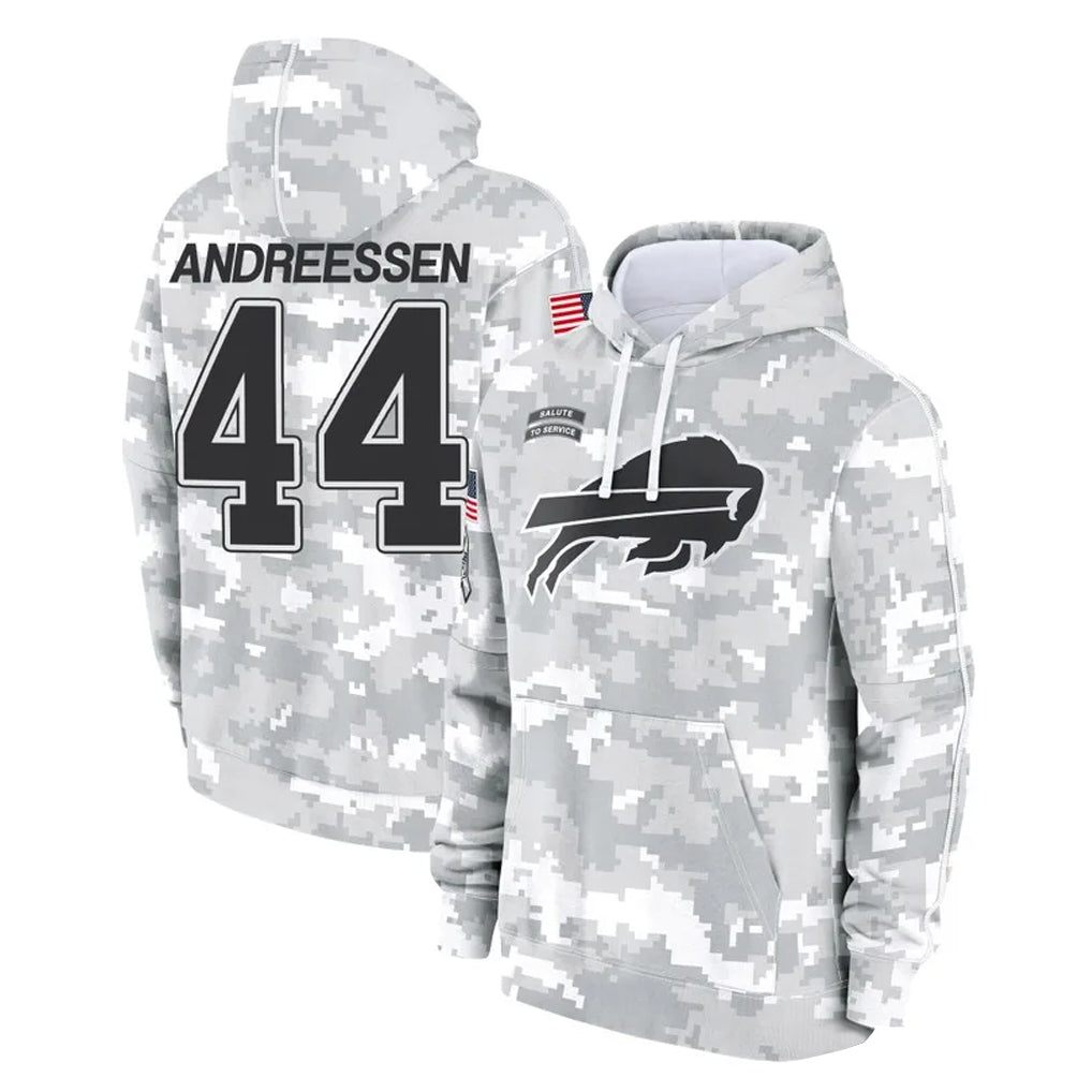 harde B.Bills #44 Joe Andreessen Player Arctic Camo Salute to Service Hoodies Limited Stitched Jerseys