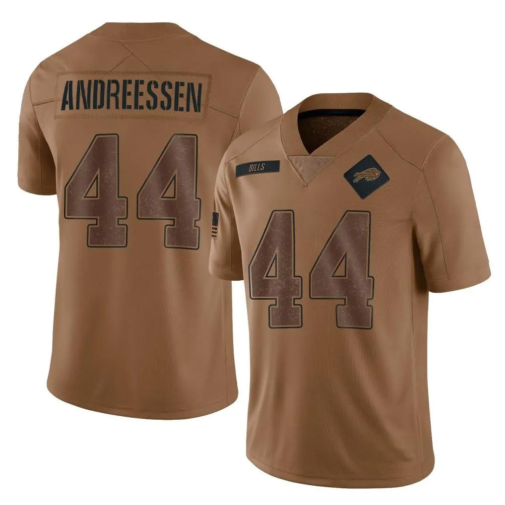 harde B.Bills #44 Joe Andreessen Player Brown Salute To Service Limited Stitched Jerseys