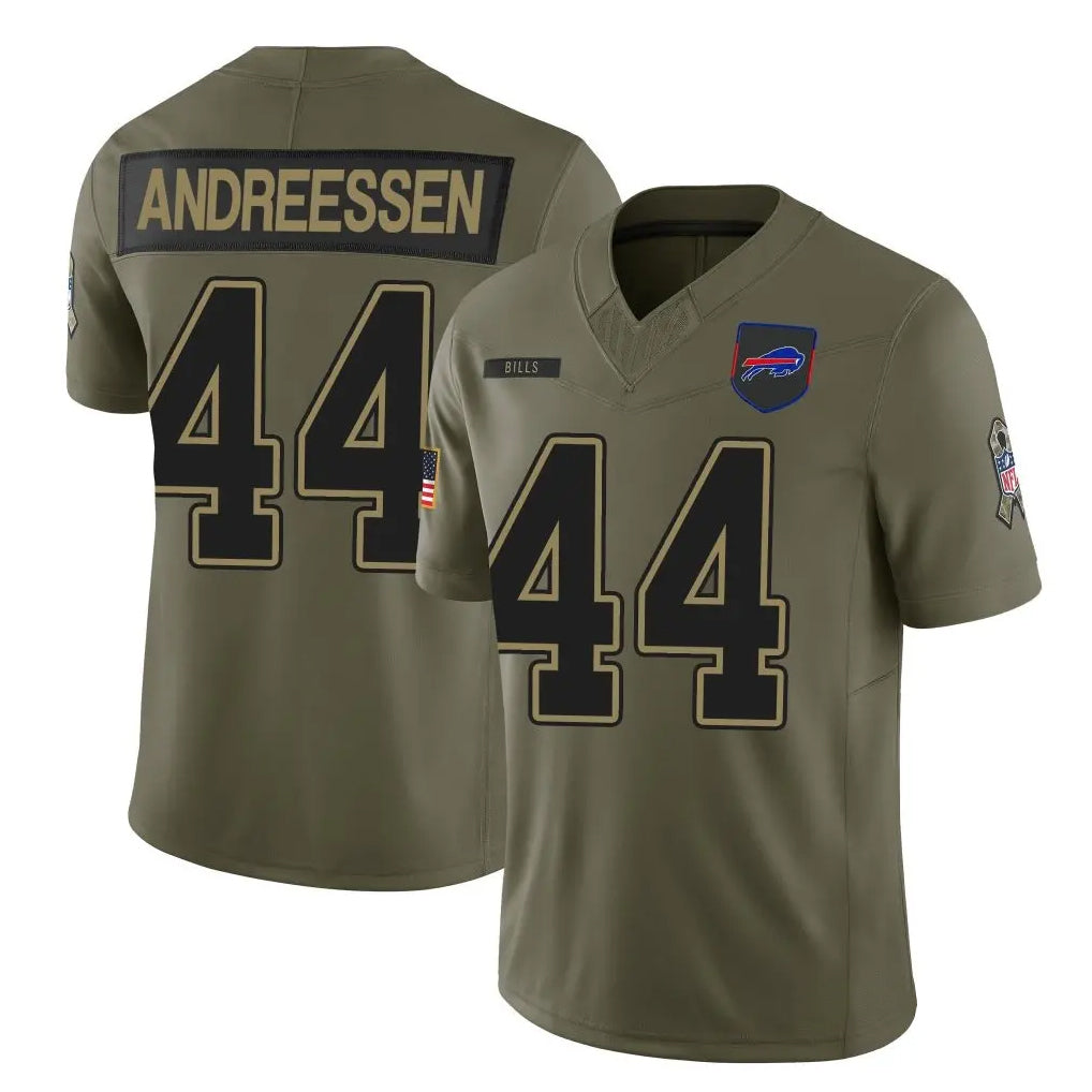 harde B.Bills #44 Joe Andreessen Player Olive Salute to Service Vapor F.U.S.E. Limited Stitched Jerseys
