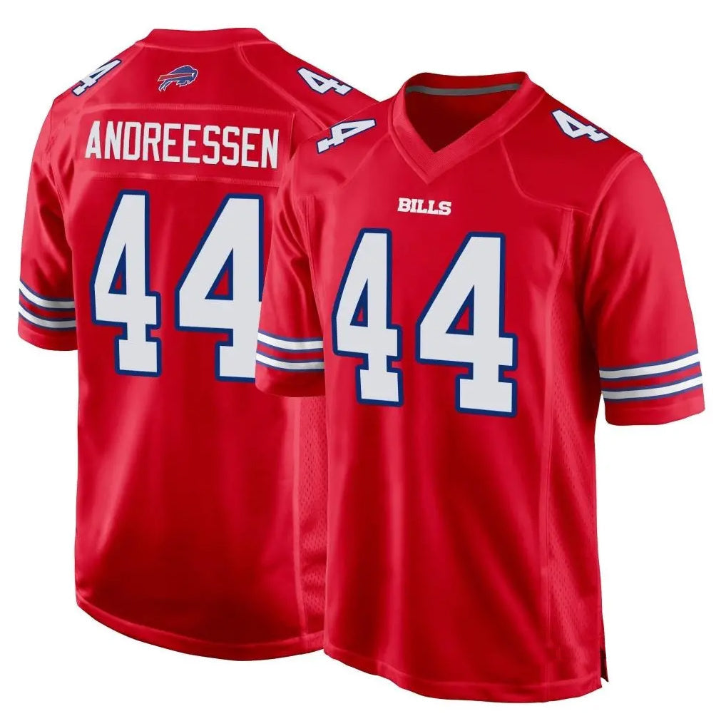 harde B.Bills #44 Joe Andreessen Player Red Home Game Stitched Jerseys