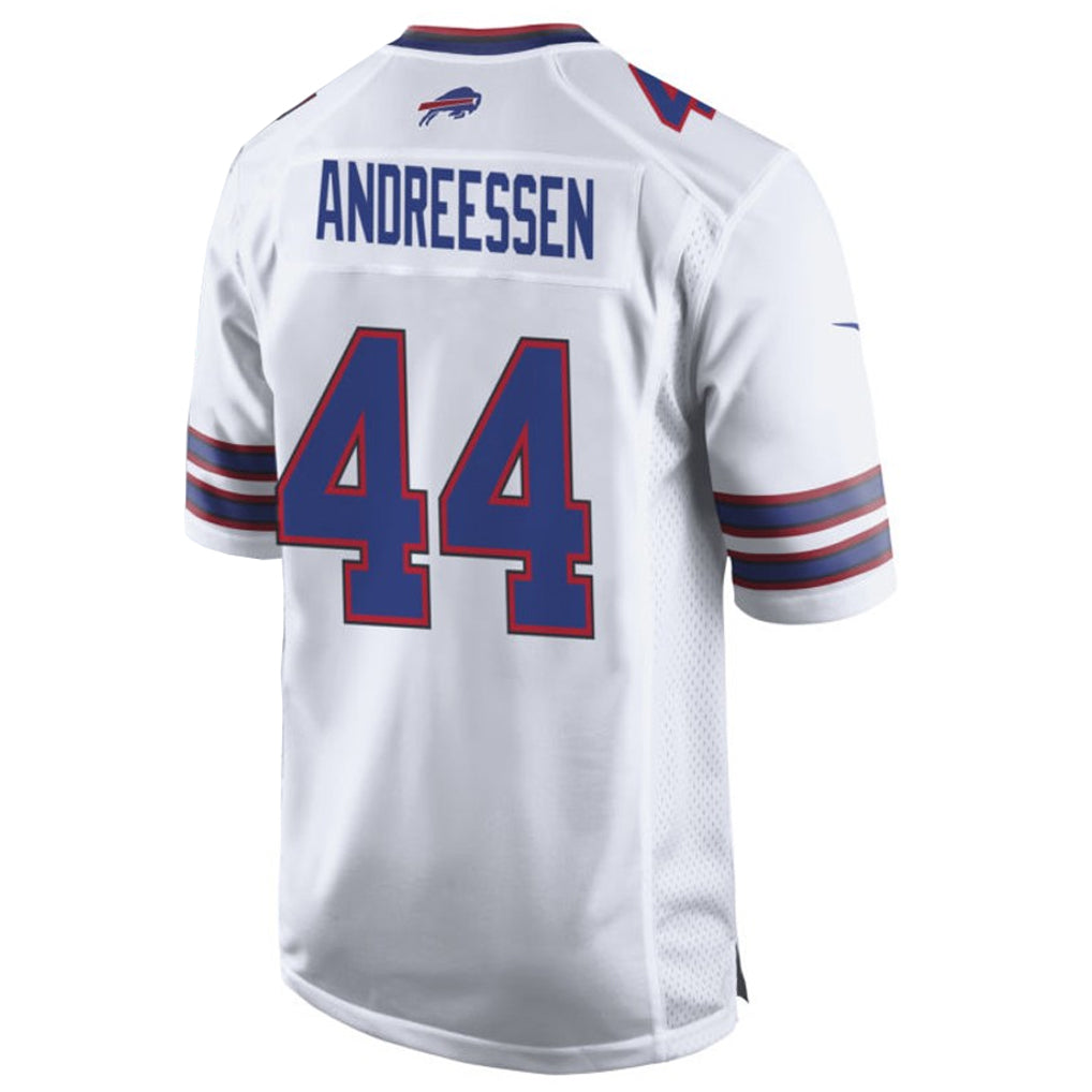 harde B.Bills #44 Joe Andreessen Player White Home Game Stitched Jerseys