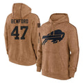 harde B.Bills #47 Christian Benford Player Brown Salute to Service Hoodies Stitched Jerseys