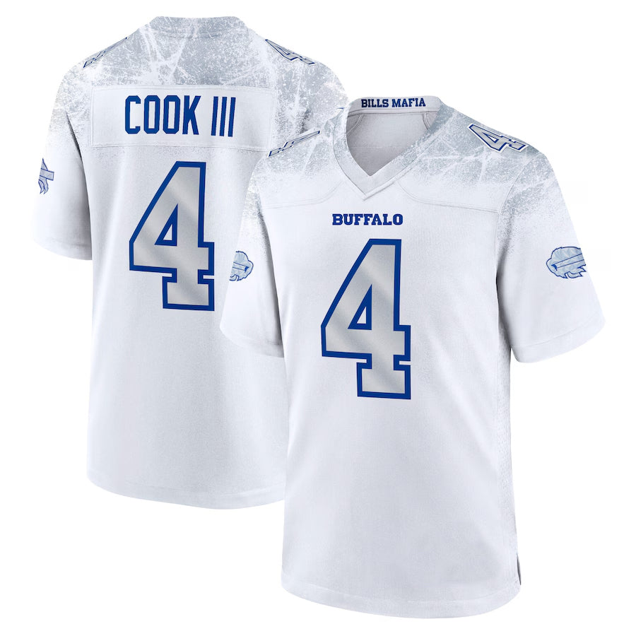 harde B.Bills #4 James Cook III Player White Rivalries Collection Game Stitched Jerseys