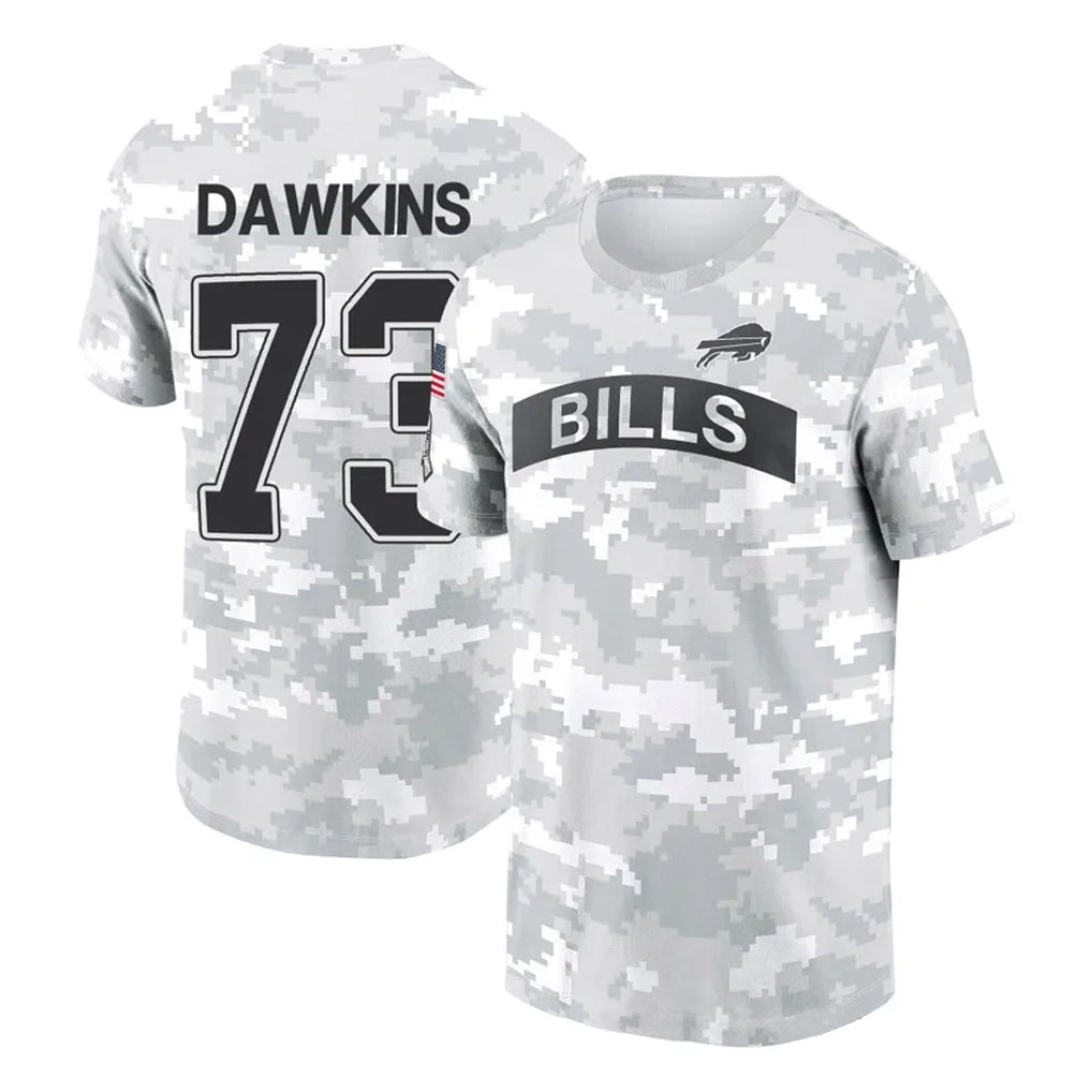 harde B.Bills #73 Dion Dawkins Player Arctic Camo Salute to Service T-Shirt Hoodies Stitched Jerseys