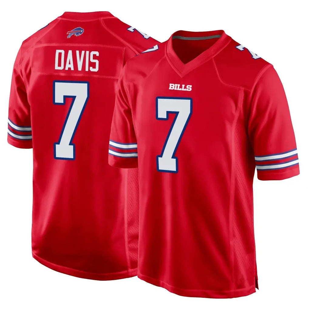 harde B.Bills #7 Ray Davis Player Red Home Game Stitched Jerseys
