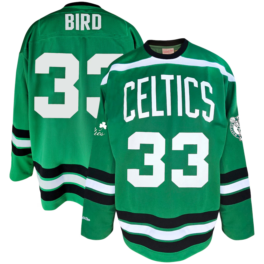 harde B.Celtics #33 Larry Bird Mitchell & Ness Kelly Green Big & Tall Hockey Jerseys