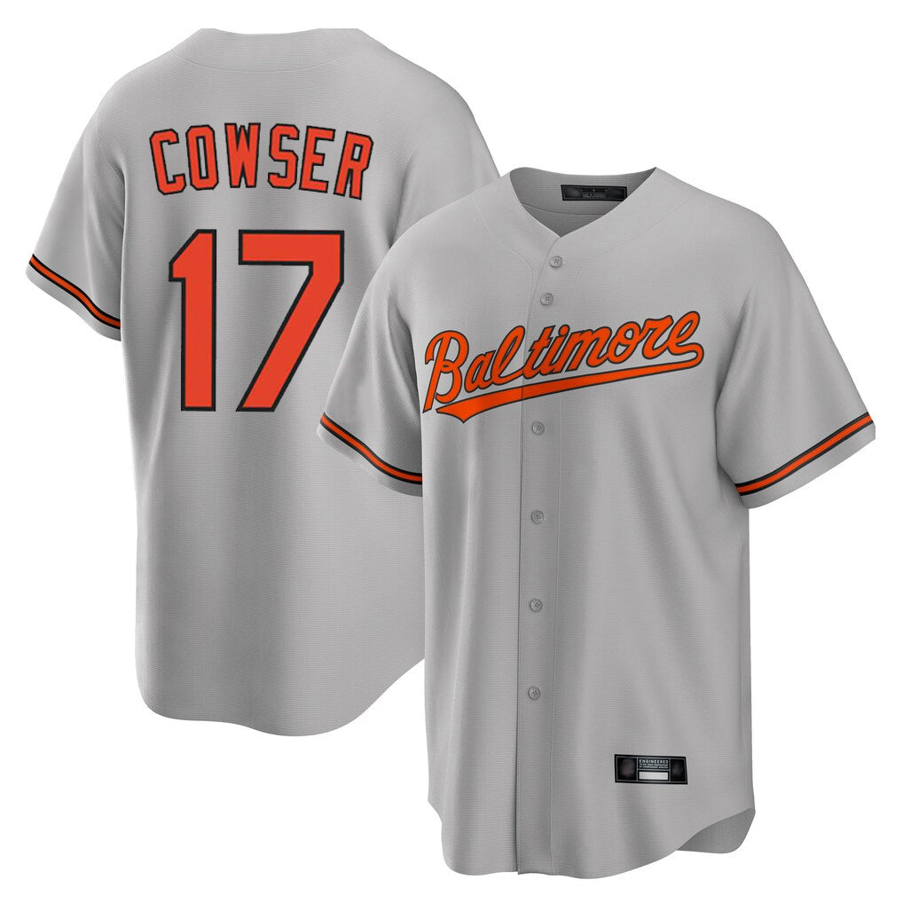 harde B.Orioles #17 Colton Cowser Player Gray Home Game Stitched Jerseys