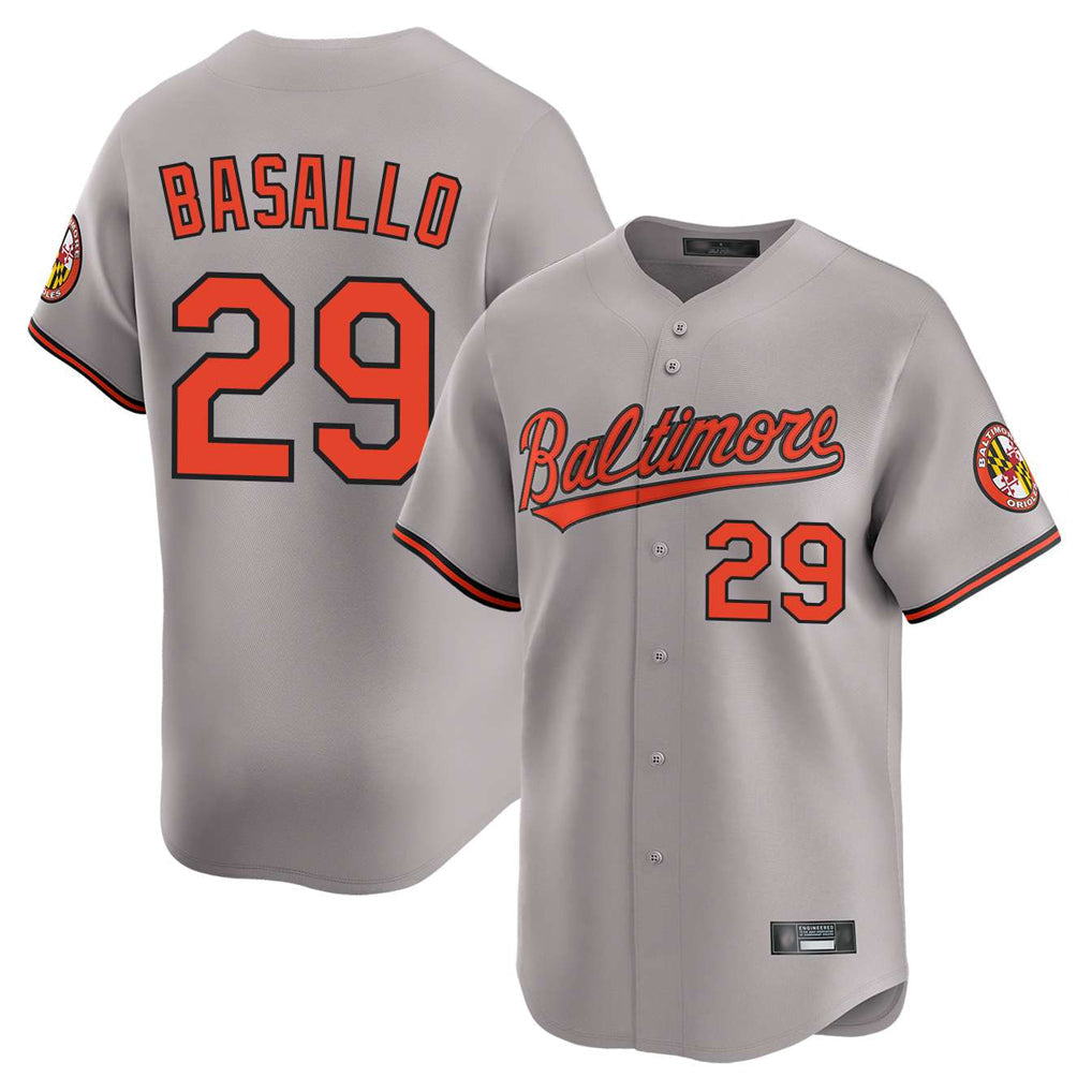 harde B.Orioles #29 Samuel Basallo Player Gray Limited Home Game Stitched Jerseys
