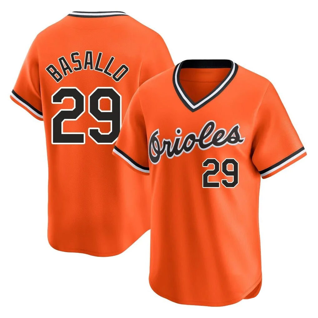 harde B.Orioles #29 Samuel Basallo Player Orange T-shirt Limited Home Game Stitched Jerseys