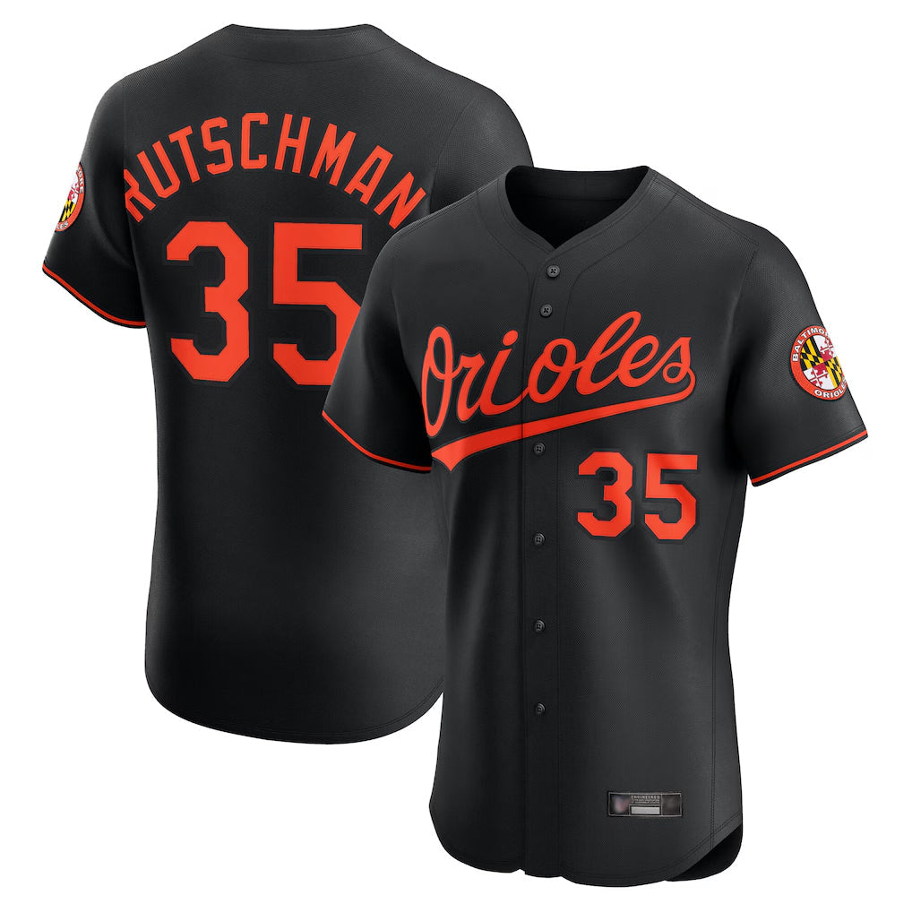 harde B.Orioles #35 Adley Rutschman Player Black Limited Elite Home Game Stitched Jerseys