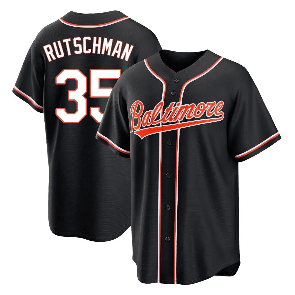 harde B.Orioles #35 Adley Rutschman Black Out Home Game Stitched Jerseys