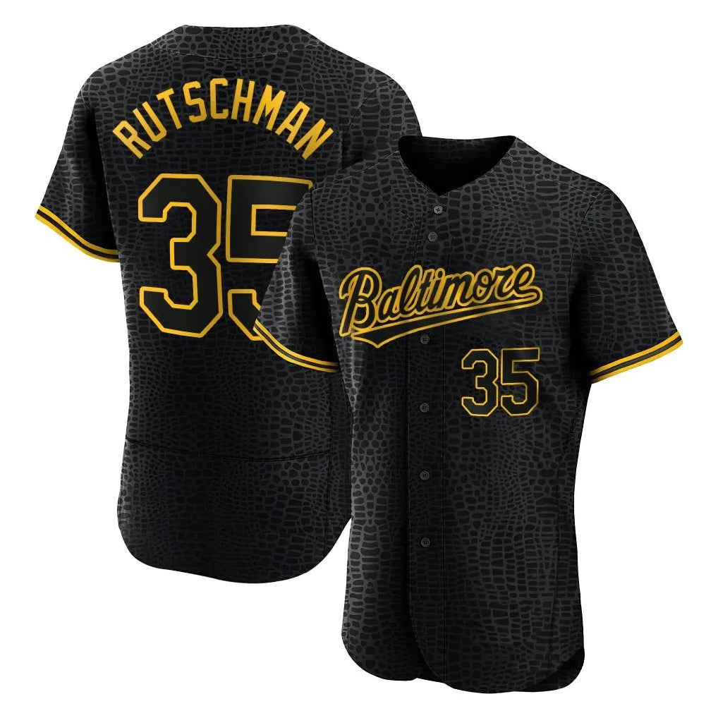 harde B.Orioles #35 Adley Rutschman Black Snake Skin City Limited Elite Home Stitched Jerseys