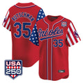 harde B.Orioles #35 Adley Rutschman Player Red USA 250 Independence Day Vapor Premier Limited Home Game Stitched Jerseys