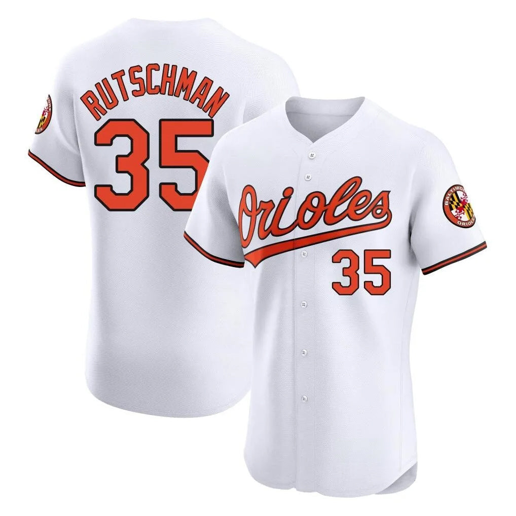 harde B.Orioles #35 Adley Rutschman Player White Limited Elite Home Game Stitched Jerseys