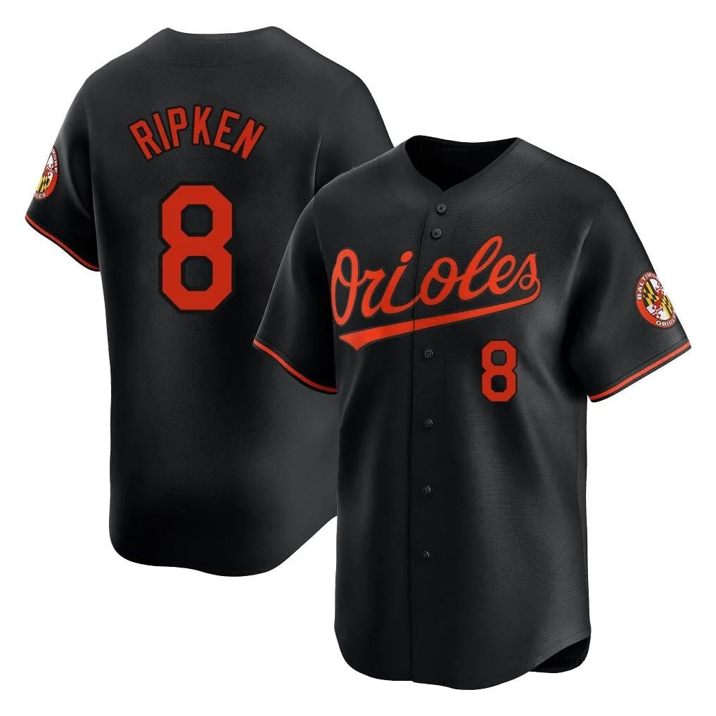 harde B.Orioles #8 Cal Ripken Player Black Limited Home Game Stitched Jerseys