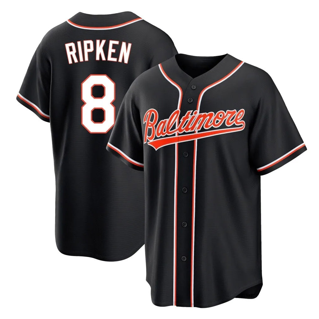 harde B.Orioles #8 Cal Ripken Player Black Out Home Game Stitched Jerseys