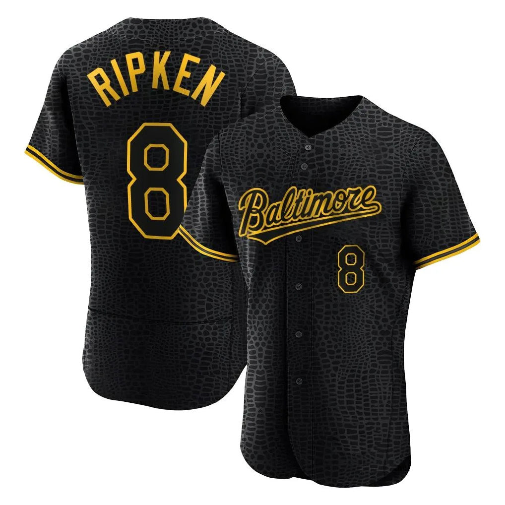 harde B.Orioles #8 Cal Ripken Player Black Snake Skin City Limited Elite Home Stitched Jerseys