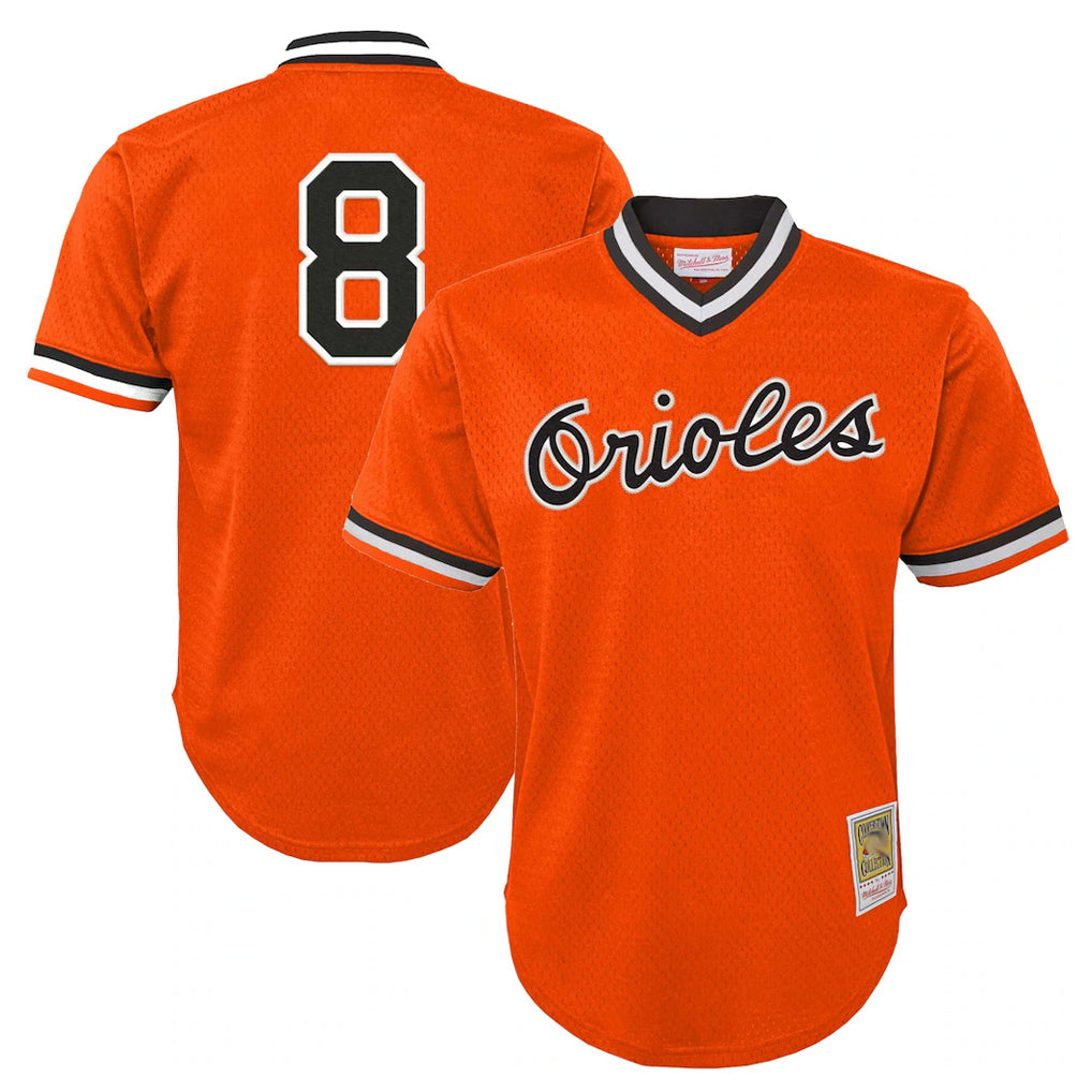 harde B.Orioles #8 Cal Ripken Player Orange Mitchell & Ness Cooperstown Collection Mesh T-shirt Game Stitched Jerseys