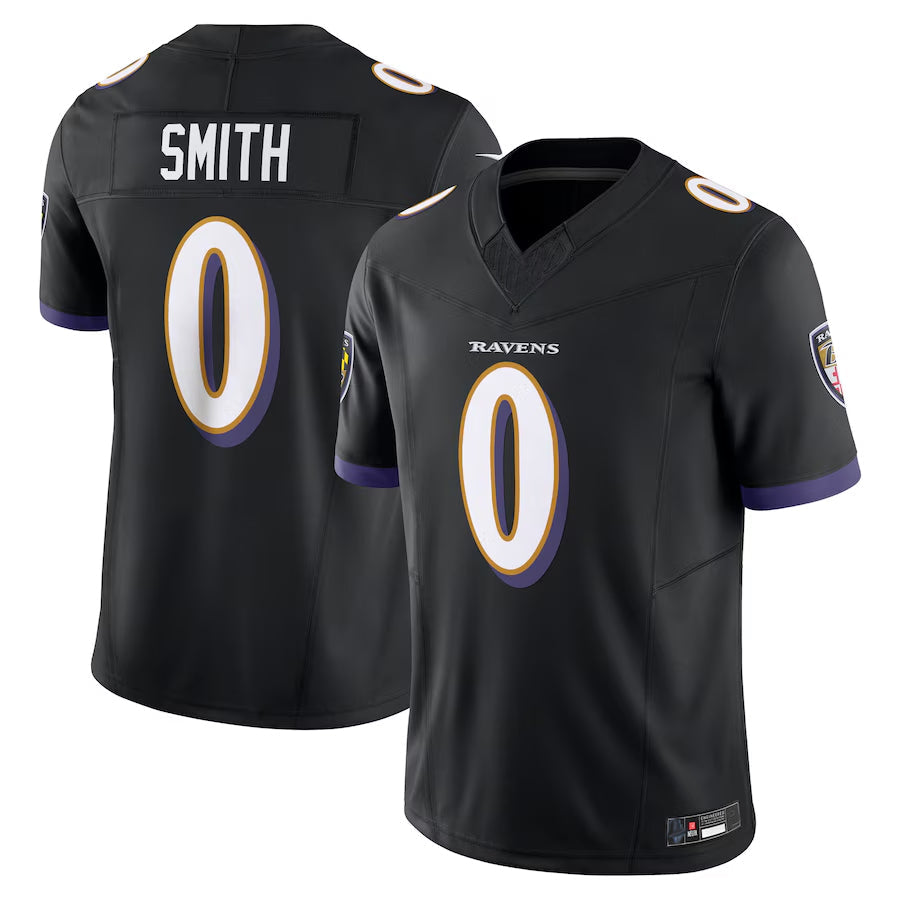 harde B.Ravens #0 Roquan Smith Player Black Vapor F.U.S.E. Limited Stitched Jerseys