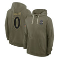harde B.Ravens #0 Roquan Smith Player Olive Salute to Service Hoodie Stitched Jerseys